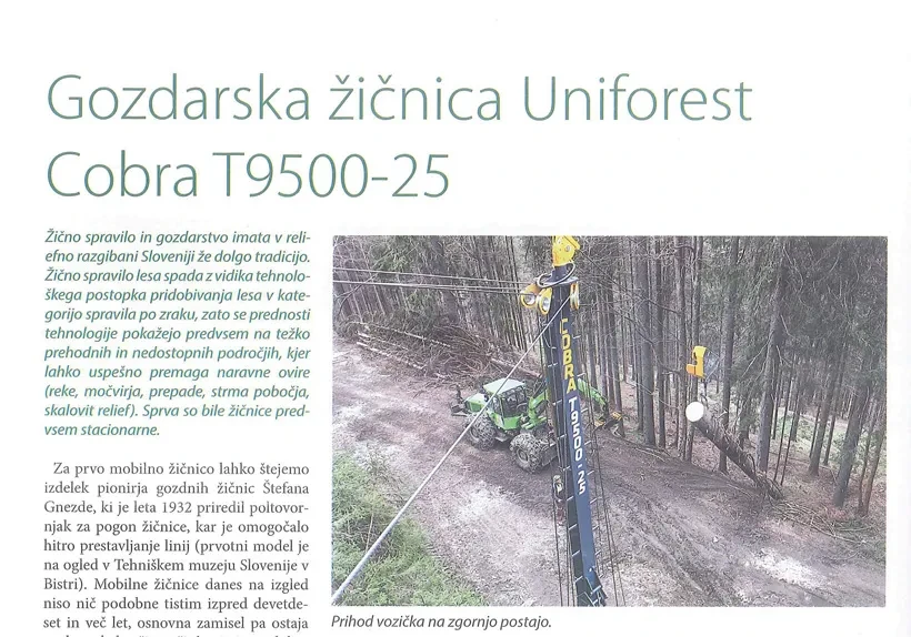 Uniforest v medijih: Preizkus gozdarske žičnice